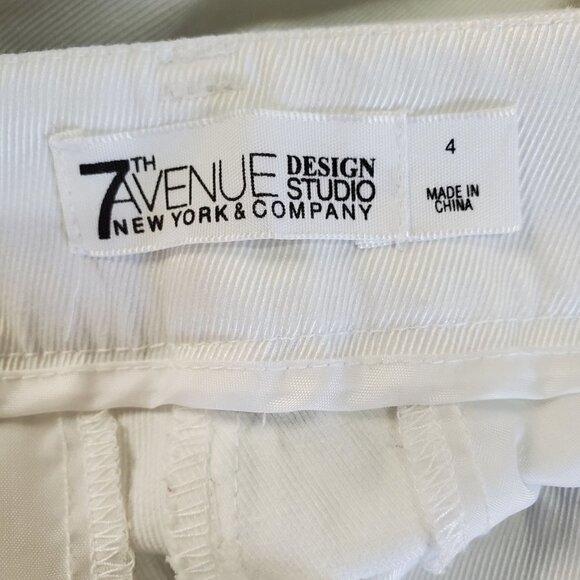 New York & Co Sz 4 Pedal Pushers White Twill Hip Pockets Back Pockets NEW - Picture 5 of 7